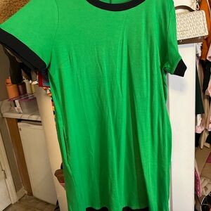 New York & Company Green Boxy Dress with Black Trim